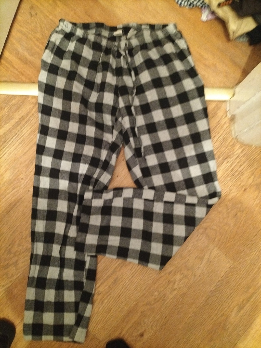 Large Grey Check Elasticated Pyjama Bottoms
