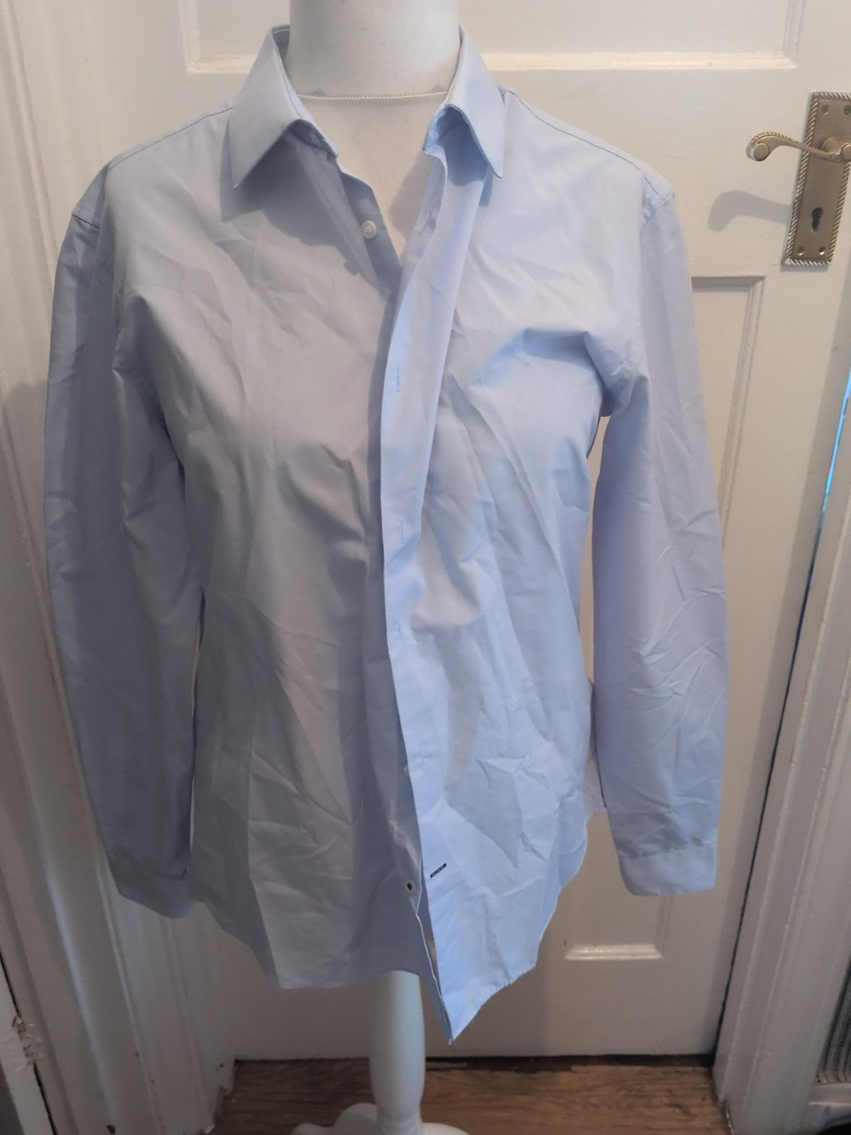 Burton 16.5-17 Slim Fit Pale Blue Long Sleeve Shirt