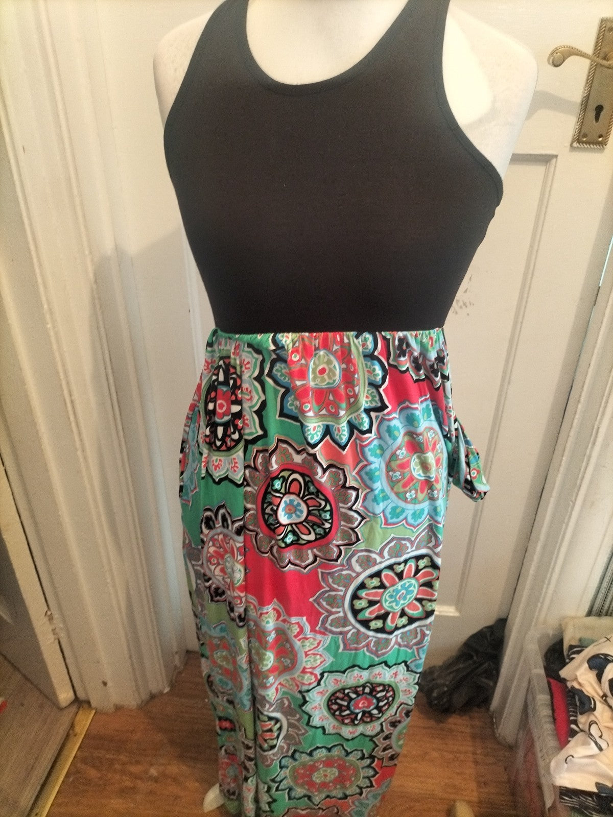 Medium Black And Multicoloured Aztec Sleeveless Dress