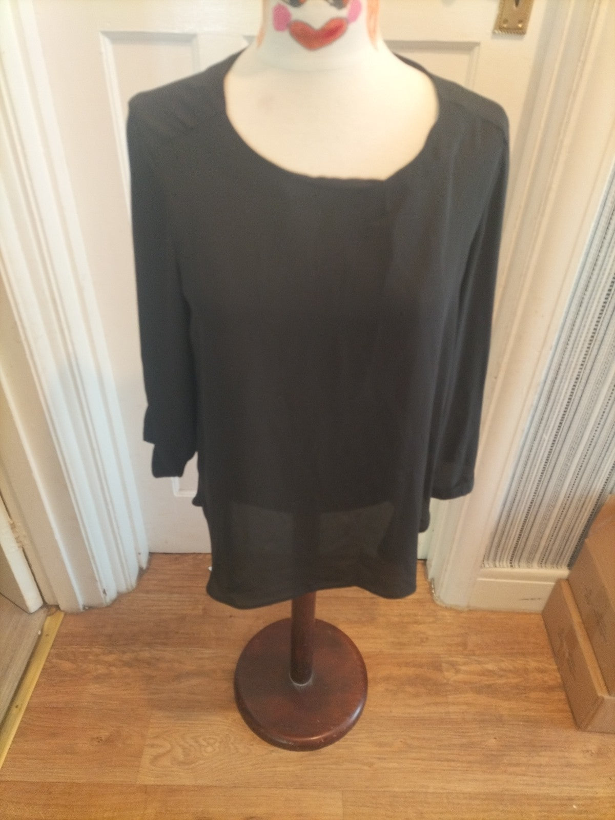 Ladies Primark Size 14 Black Long Sleeved Blouse
