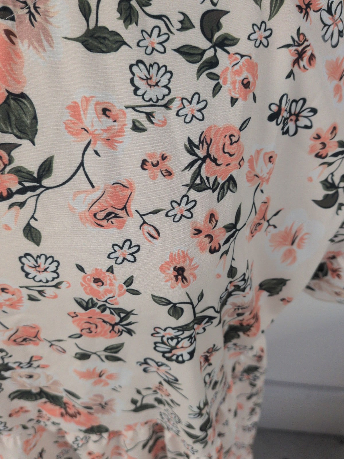 2XL Green And Orange Short Sleeve Floral Dress