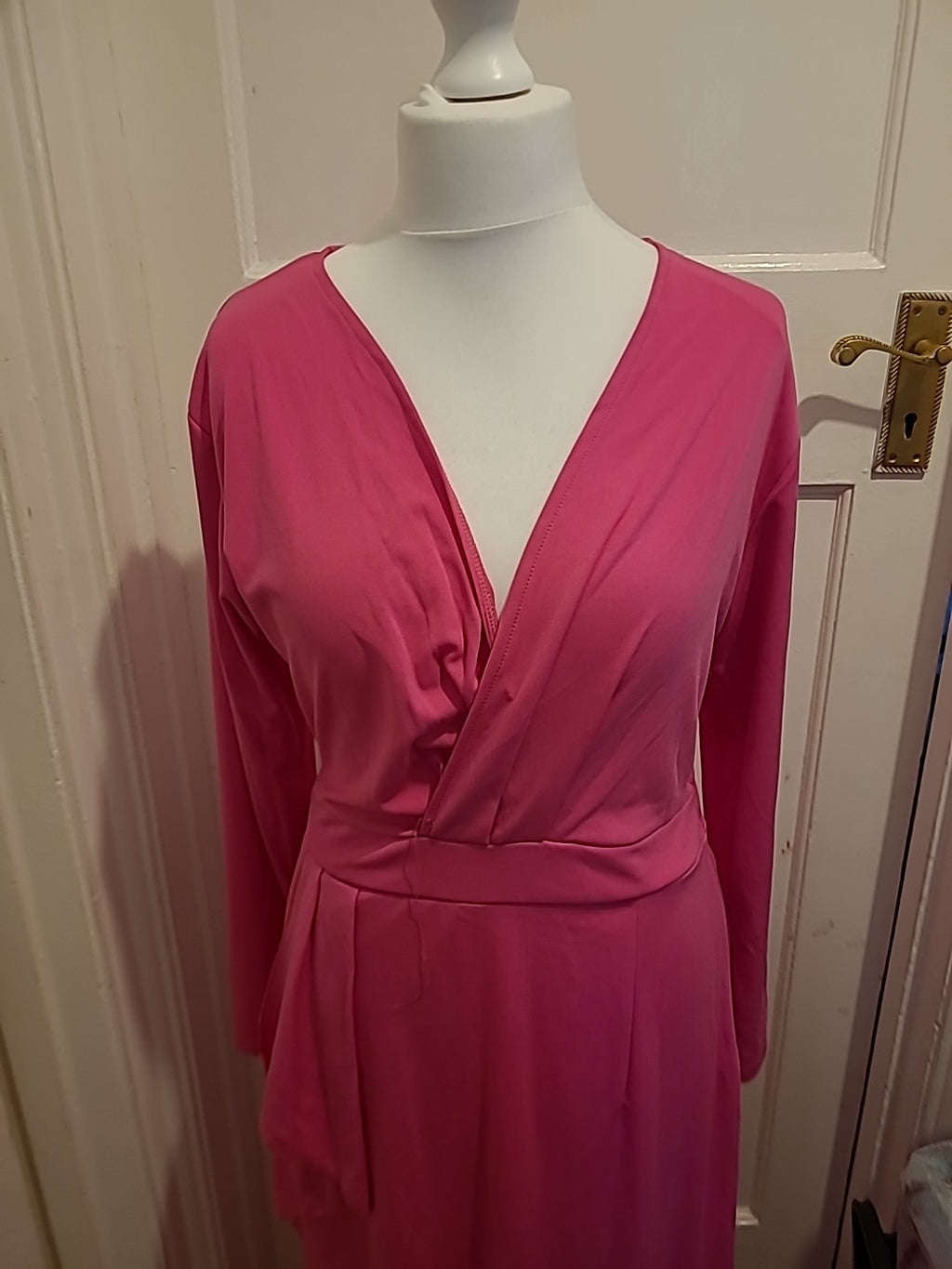 Ladies Size XL Hot Pink V Neck Maxi Dress