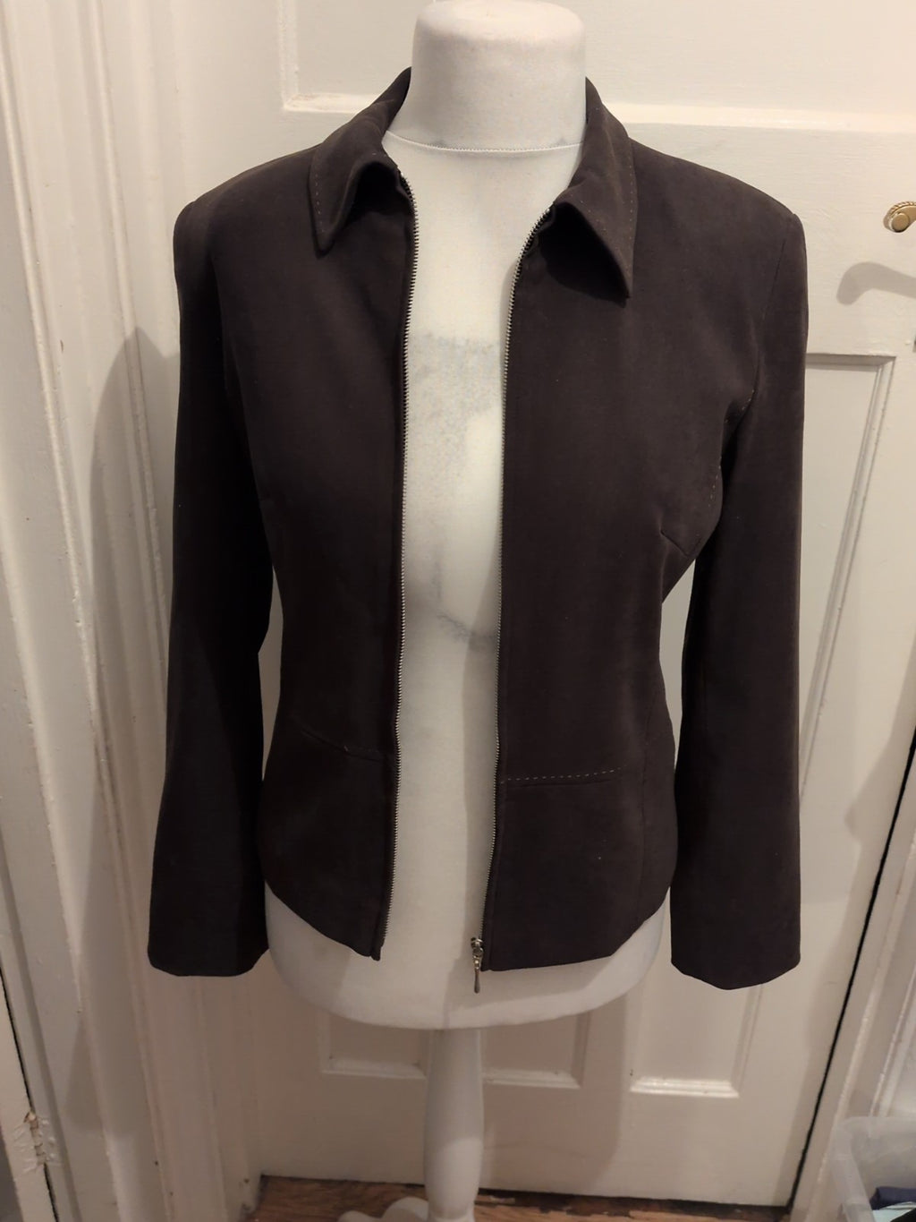 Primark 12 Dark Brown Full Zip Collared Jacket