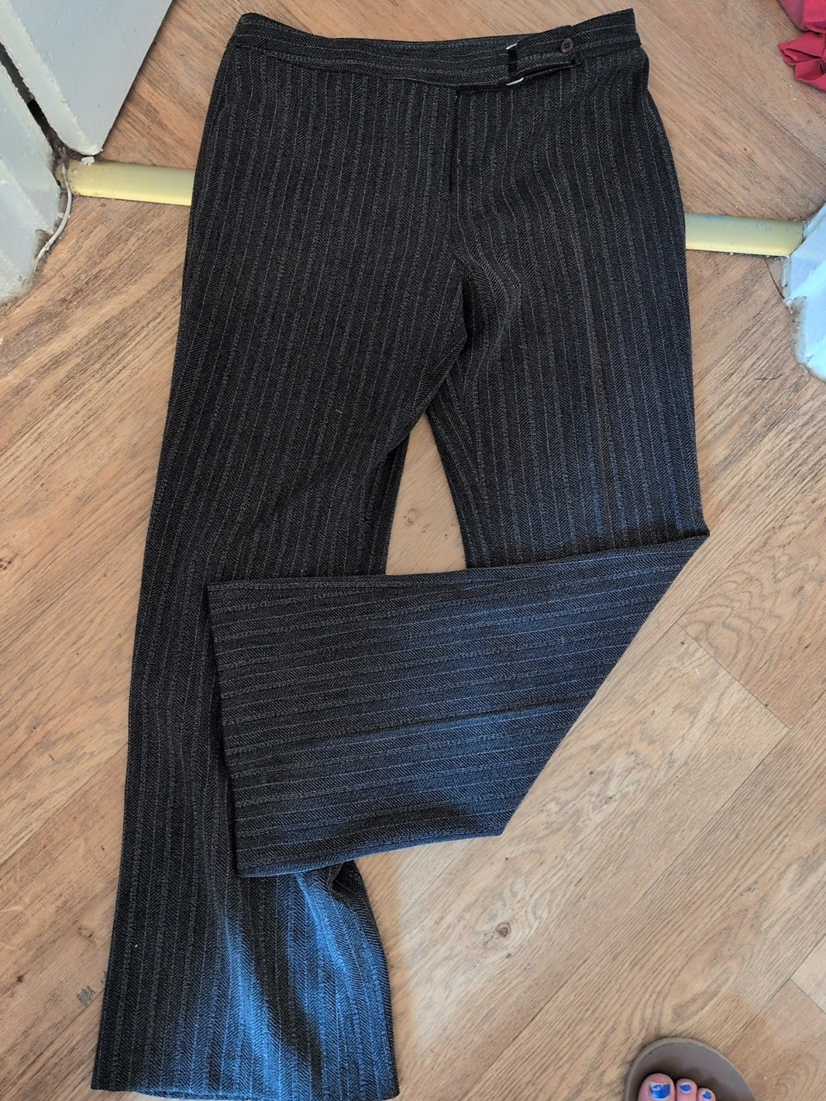 Y Collection 14 Grey Stripe Straight Leg Trousers
