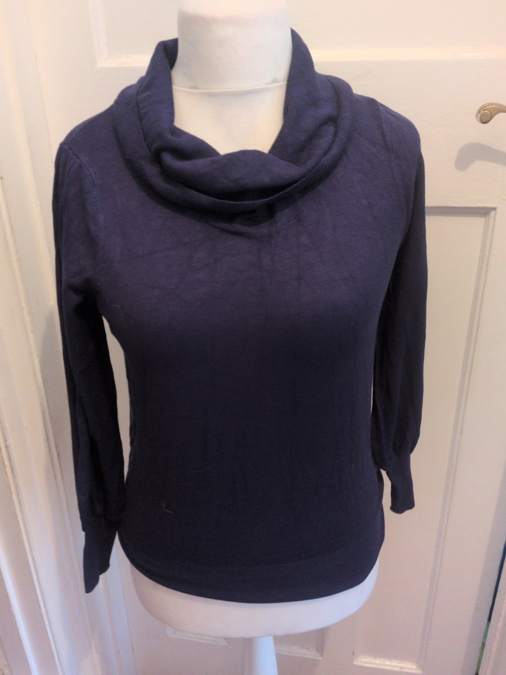 Marks And Spencer 14 Navy Roll High Neck Long Sleeve Jumper