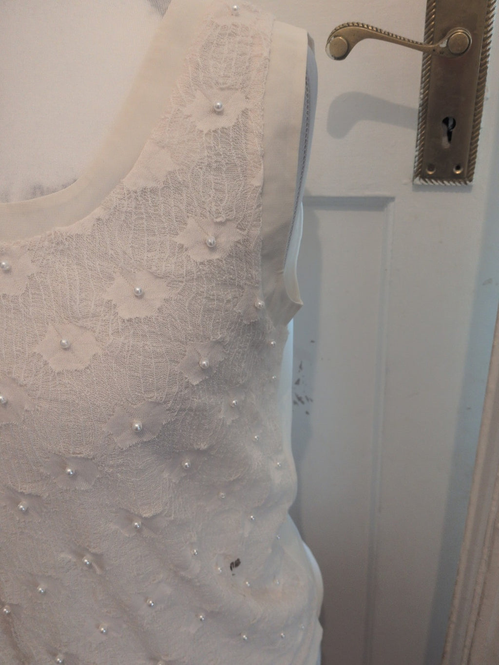 Next 12 Ivory Sleeveless Pearl Pattern Blouse