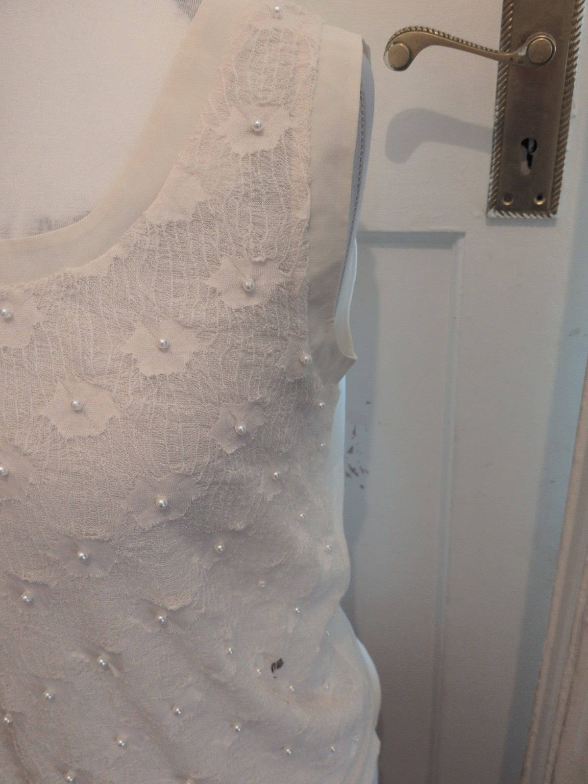 Next 12 Ivory Sleeveless Pearl Pattern Blouse