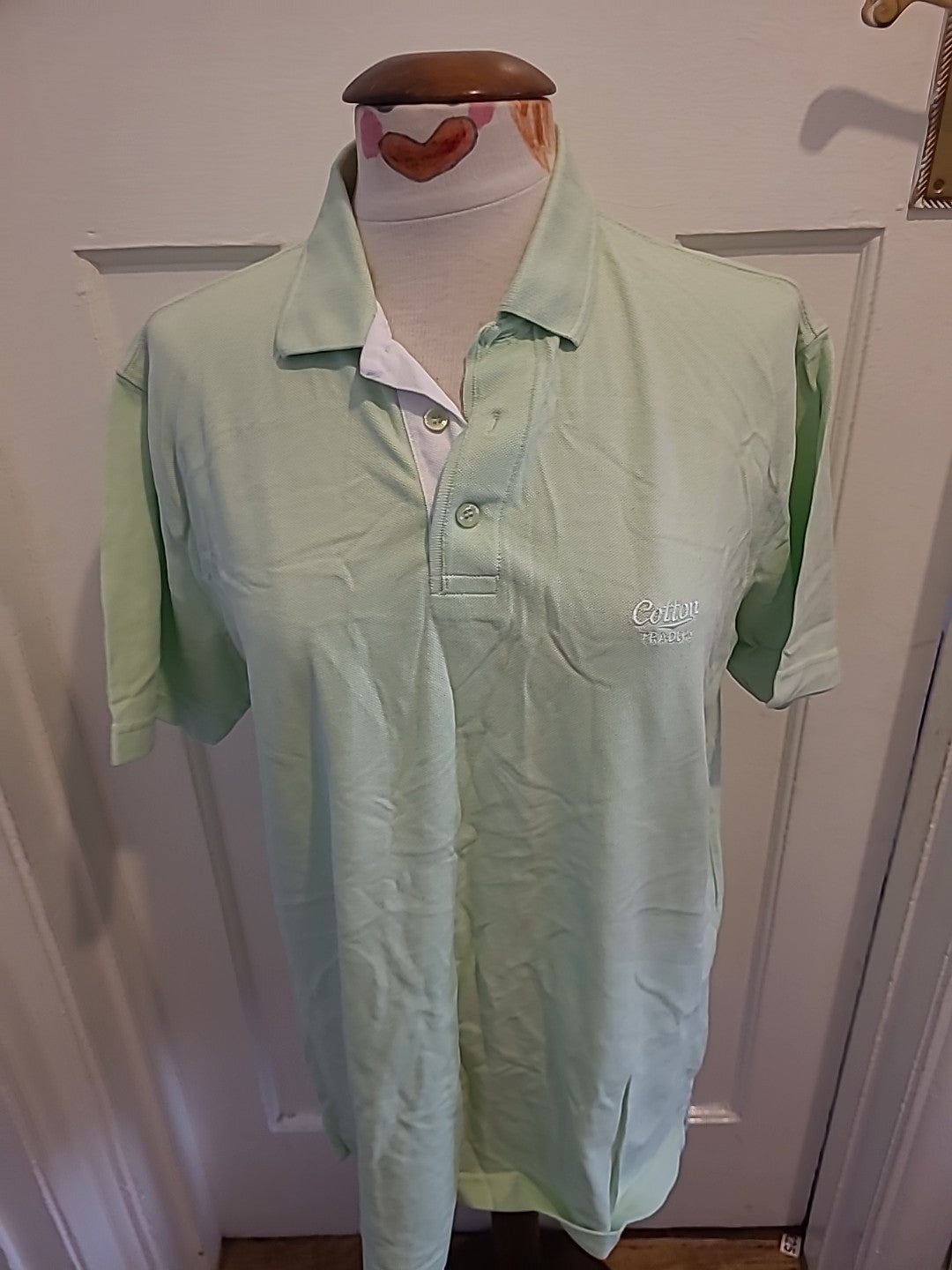 Mens Cotton Traders Size M Pale Mint Short Sleeved Polo