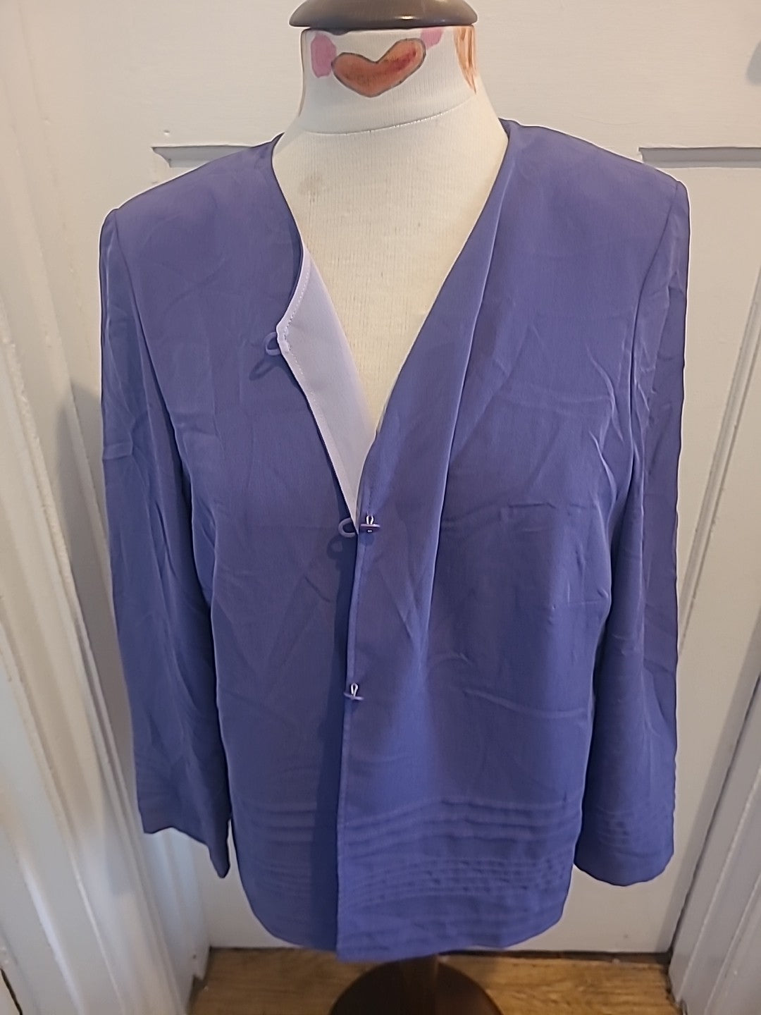 Ladies Jacques Vert Size 12 Purple Slightly Padded Thin Cardigan Long Sleeve