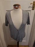 Ladies Marks And Spencer Size 16 Grey Polkadot Short Sleeved Blouse
