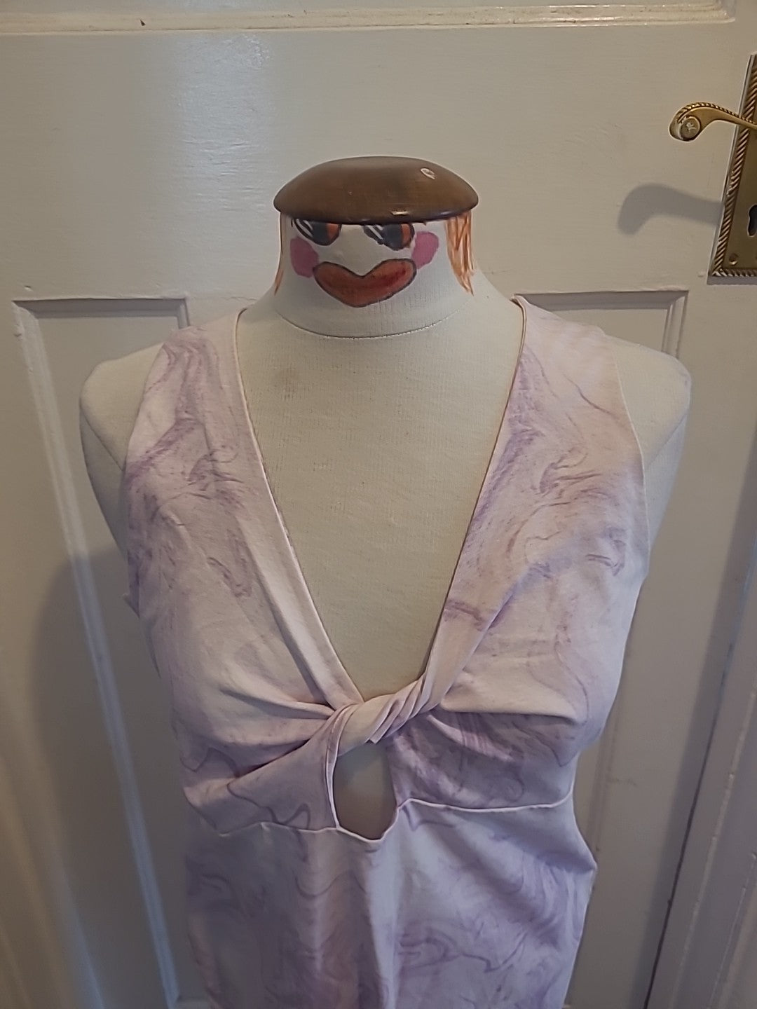 Brand New Ladies Skinny Dip Size Large Cream/Purple Sleeveless Dress