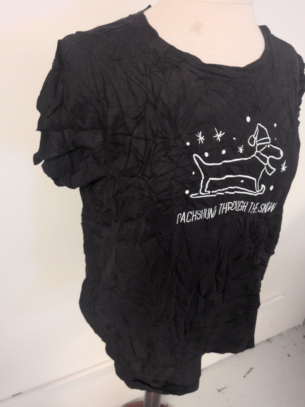Ladies Primark Size 18-20 Black Print Christmas Pyjama Top