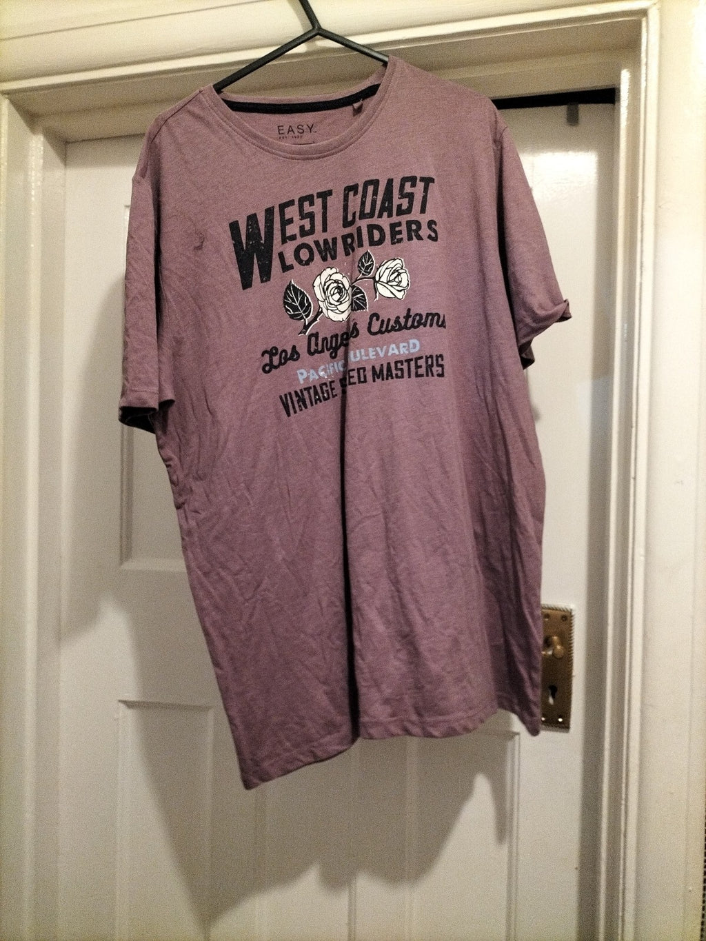 Men's Easy Size L Purple Short Sleeve Top