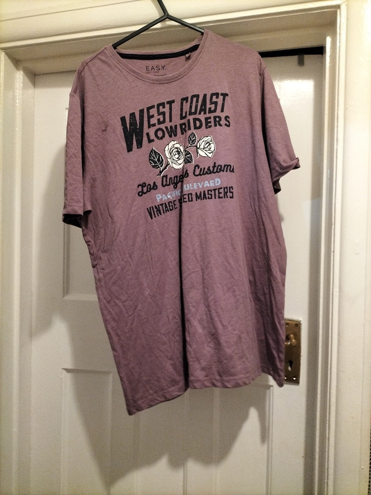Men's Easy Size L Purple Short Sleeve Top