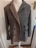 Shein Large Half Black Half Brown Collared Blazer
