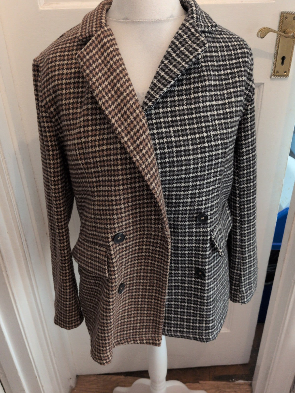 Shein Large Half Black Half Brown Collared Blazer