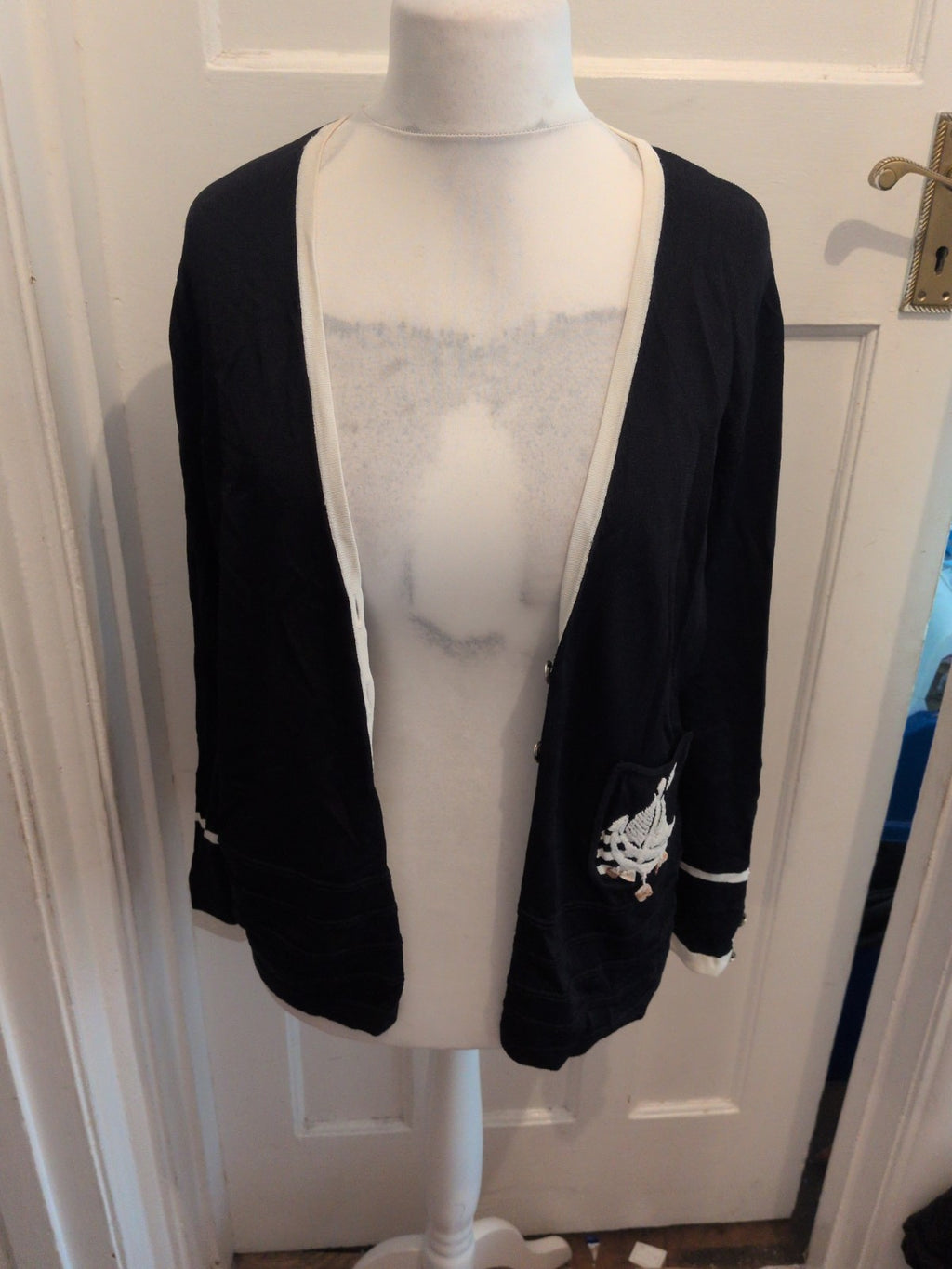 Chesca Size 2 Navy Cardigan Blouse