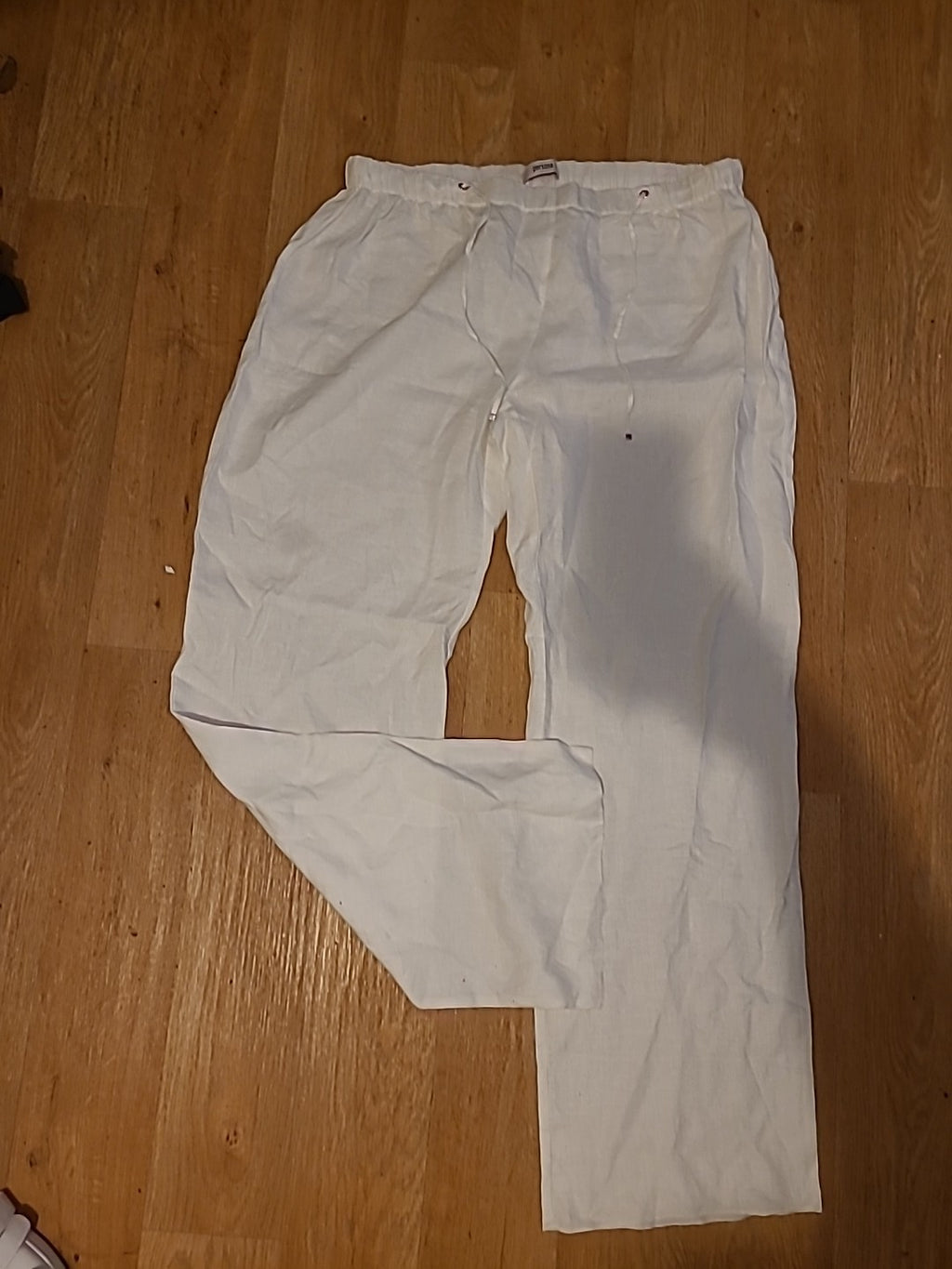 Ladies Persona Size 29* White Elasticated Linen Trousers