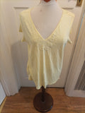 Ladies Marks And Spencer Size 16 Pale Yelloe Embroidery V Neck Blouse