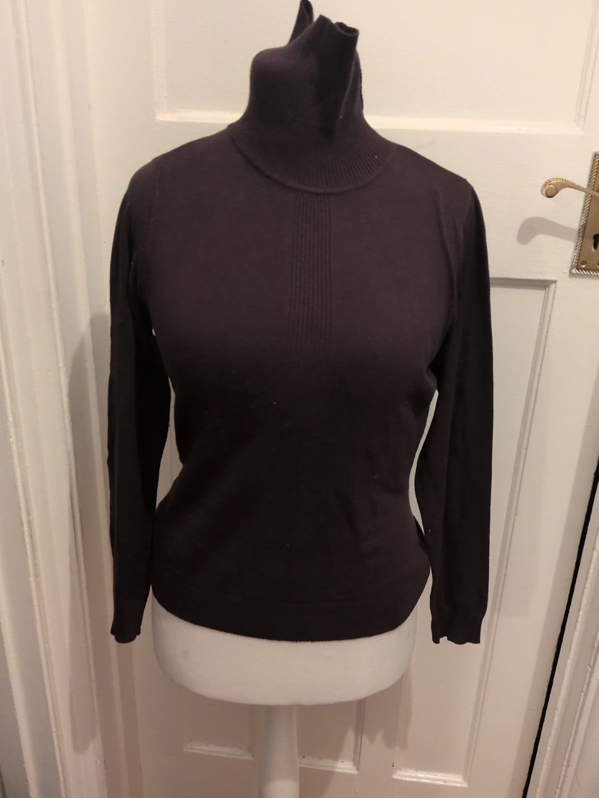 Ladies CC Size Small Brown long Sleeve Roll Neck Blouse