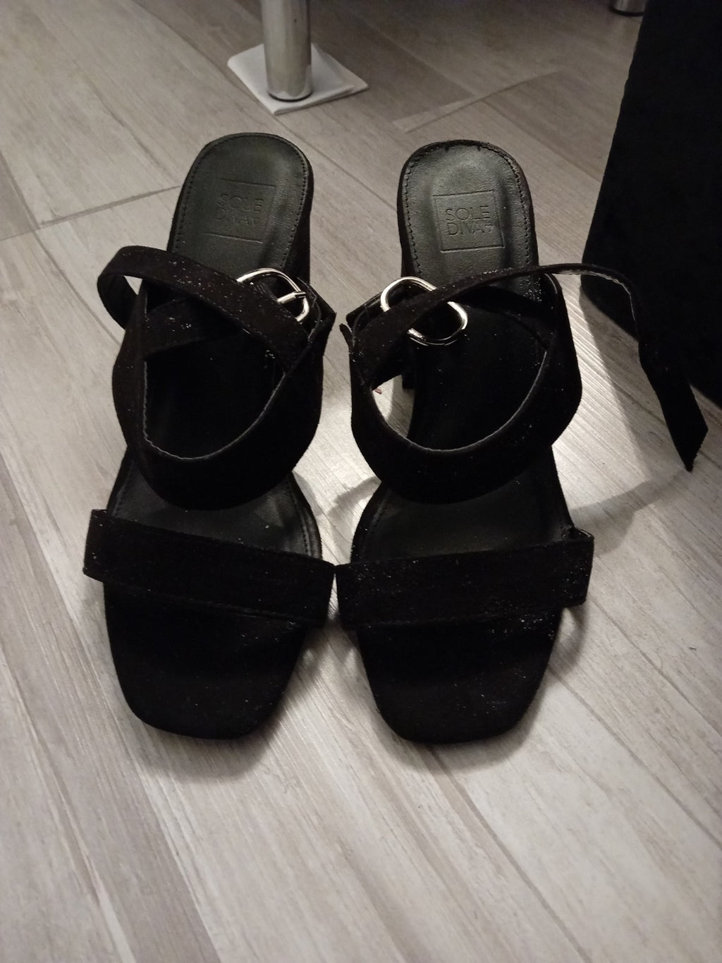 Ladies Sole Diva Black Strappy Heels Size 5 Free Delivery