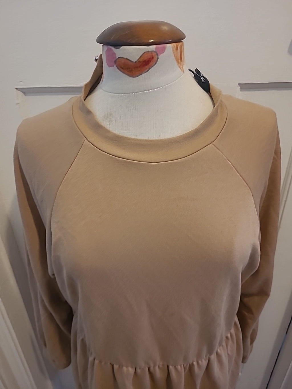Ladies New Look Size 16 Pale Brown Long Sleeved Dress