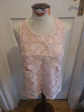 Ladies Peacocks Size 8 Pale Pink Floral Lace Detailed Sleeveless Vest Top