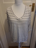 Ladies Nutmeg Size 16 Black And White Short Sleeved Striped Tshirt