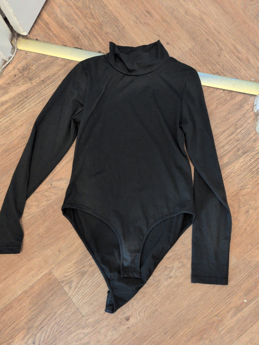 Ladies Small Black High Neck Long Sleeve Bodysuit