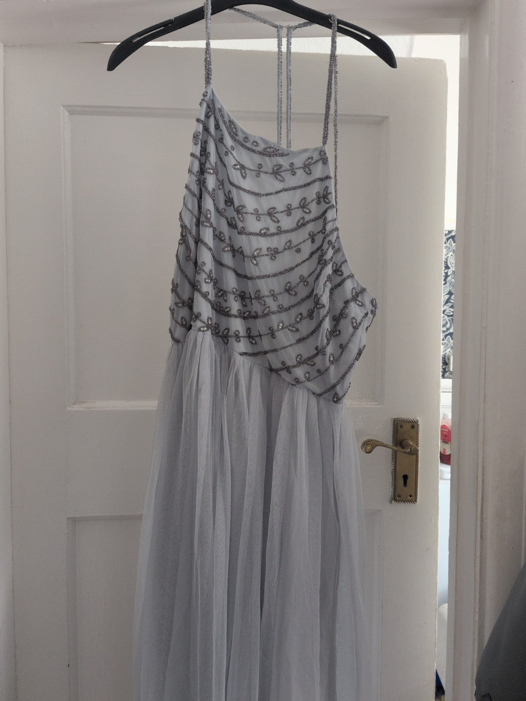 Brand New Boohoo 16 Grey Mesh Lined Sleeveless Dress