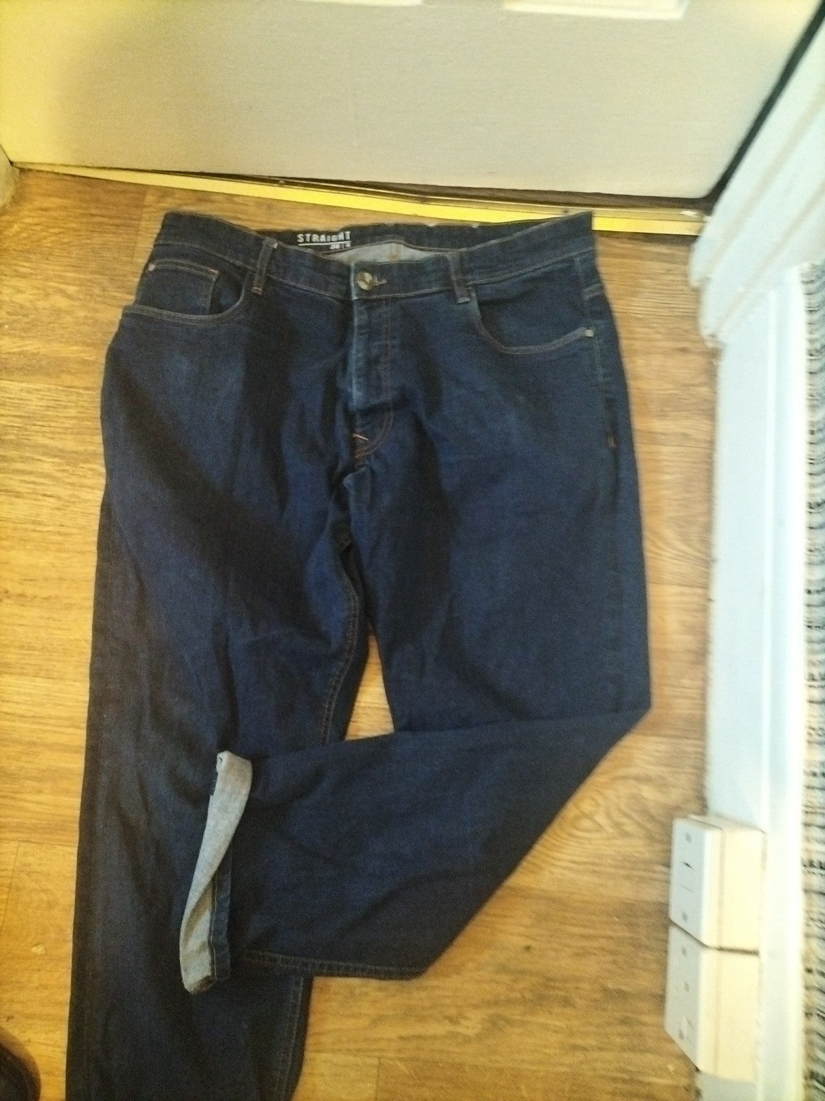 Mens Size 38x34 Black Straight Jeans