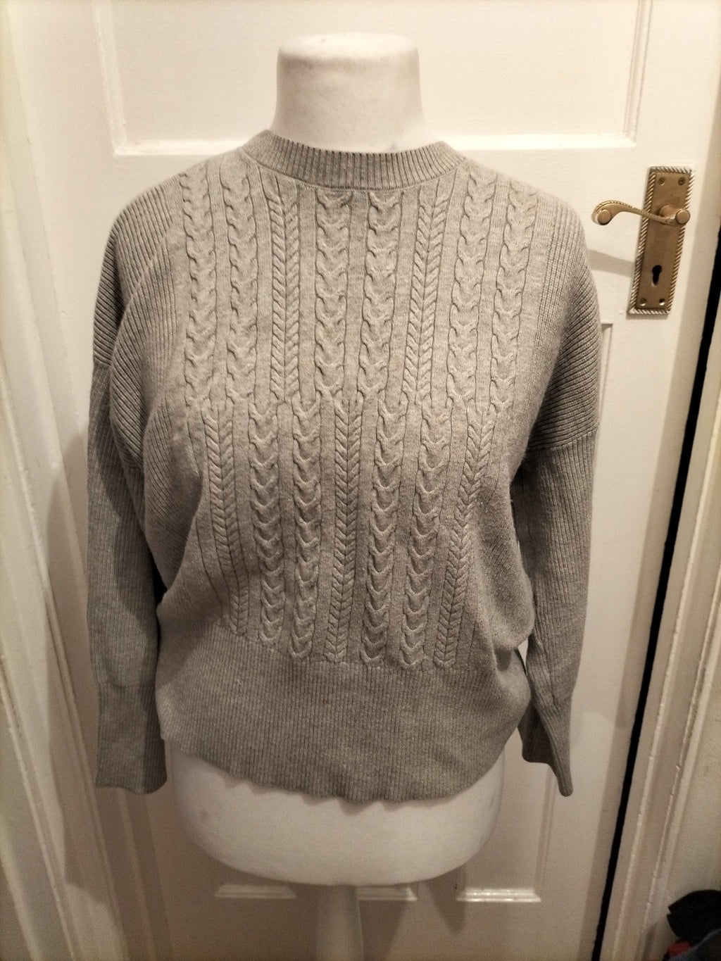 Marks And Spencer Medium Grey Patterned Jumper Mark On Front