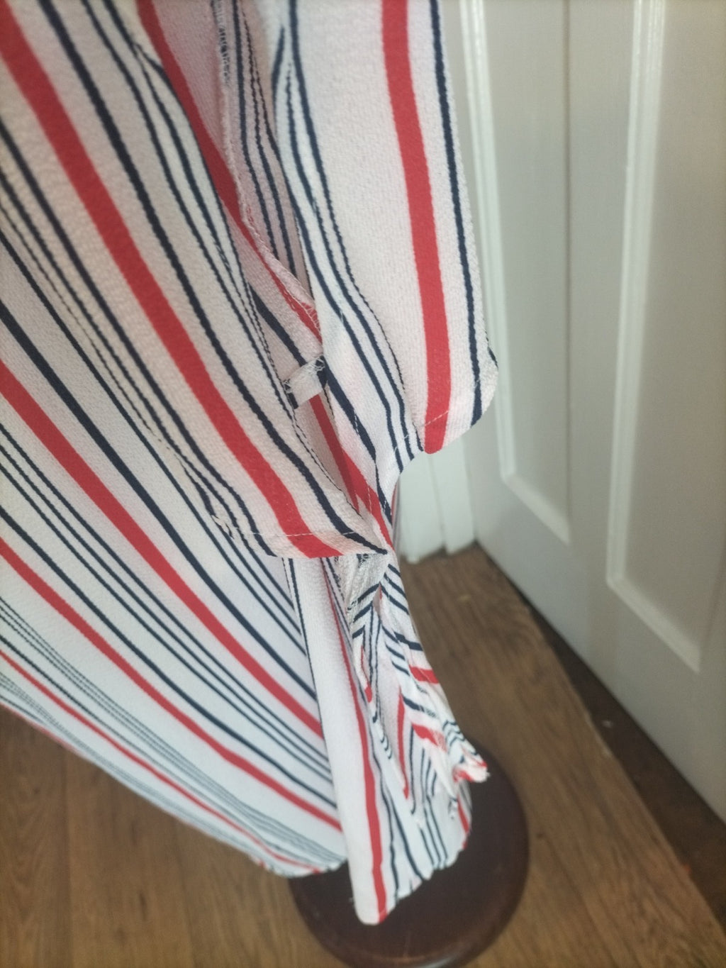 Ladies New Look Size 16 Red/White/Blue Striped Mid Sleeved Dress