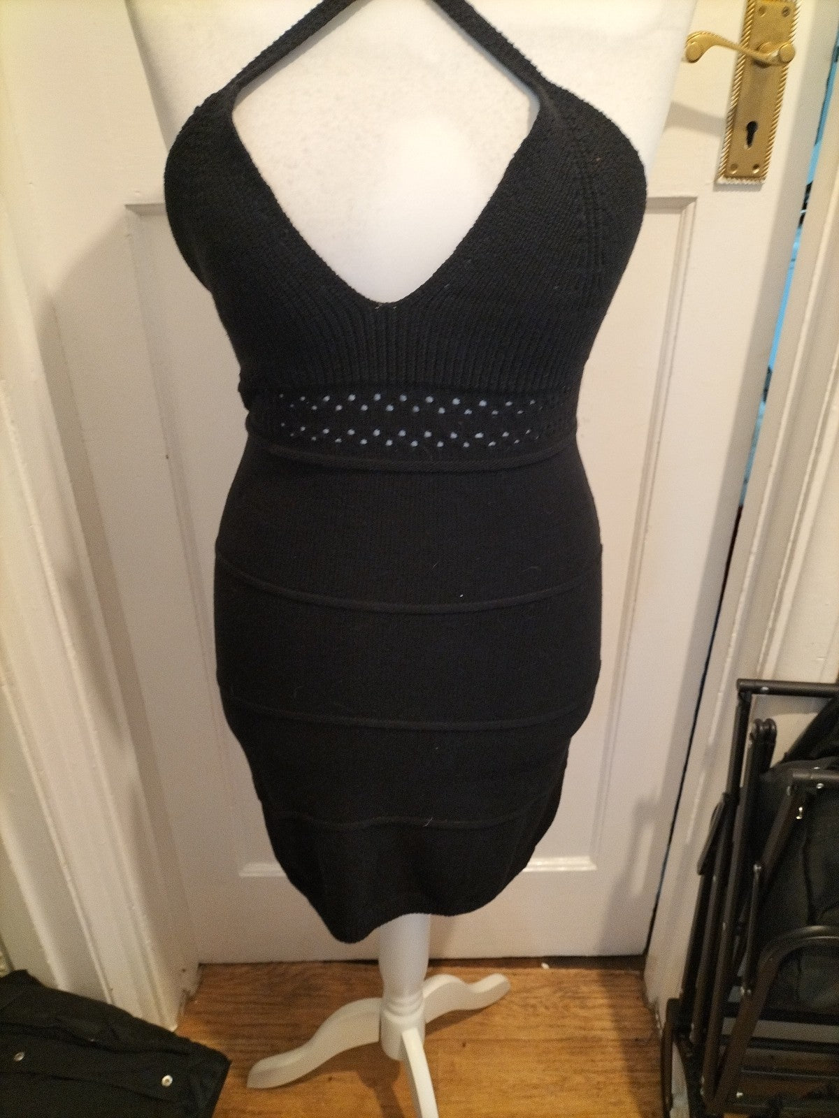 Ladies Black Wool Sleeveless Dress Size Med H&M