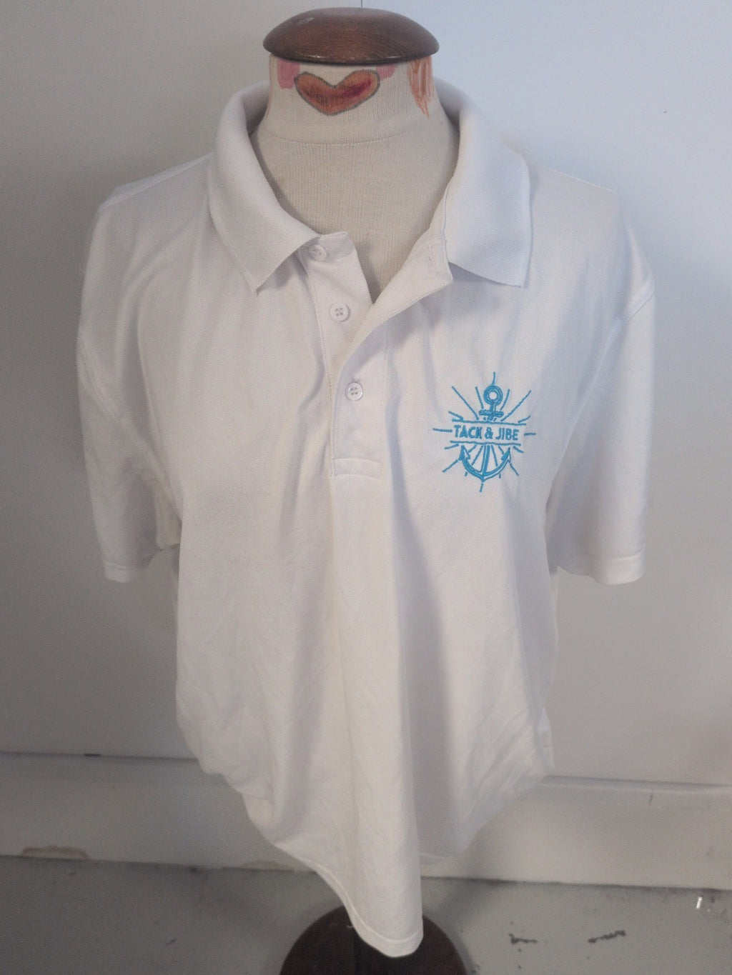 Uneek 2XL White With Blue Short Sleeve Polo Shirt
