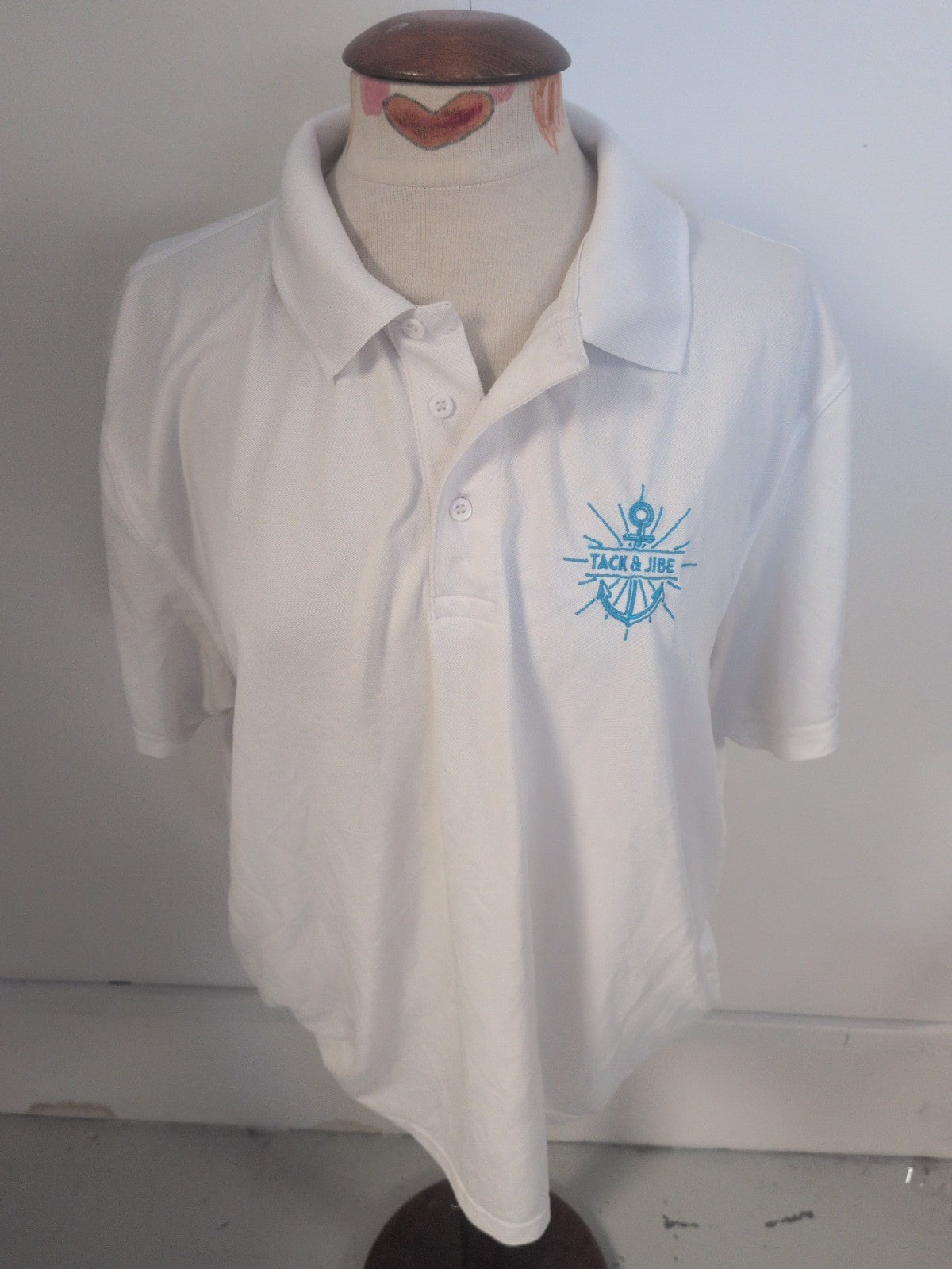 Uneek 2XL White With Blue Short Sleeve Polo Shirt