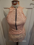 Ladies Izabel Size 10/12 Pink Lace Front Zip Top