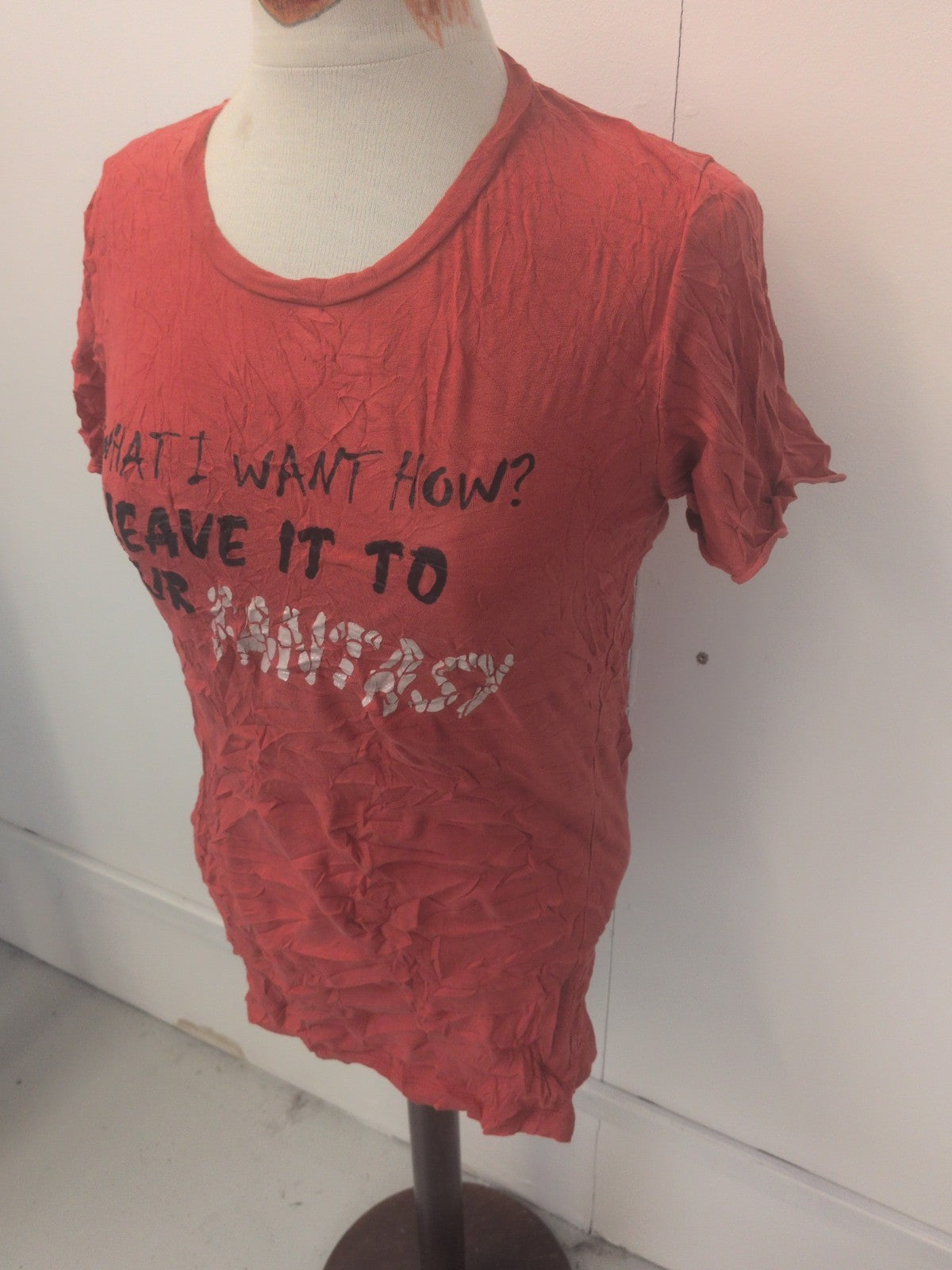 Ladies Size Medium Orange Print Short Sleeve T-shirt