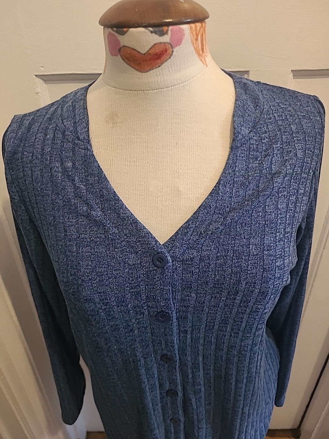 Ladies Vlazom Medium Blue Button Up Dress Long Sleet