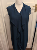 Bonmarche 14 Teal Sleeveless Middle Frill Dress Midi-Long