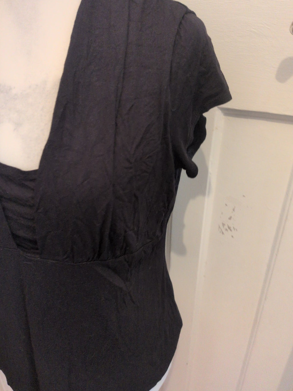 Autograph 18 Black V Neck Short Sleeve Blouse
