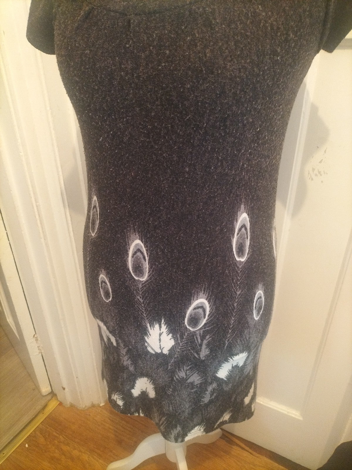 Ladies New Look Size 12 Grey Floral Short Sleeved Midi Dress