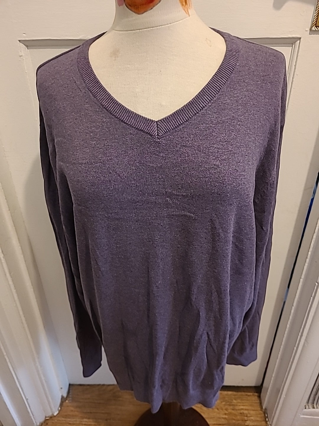Mens Tu Man Size 2XL Pure Cotton Purple Long Sleeved Pullover Jumper