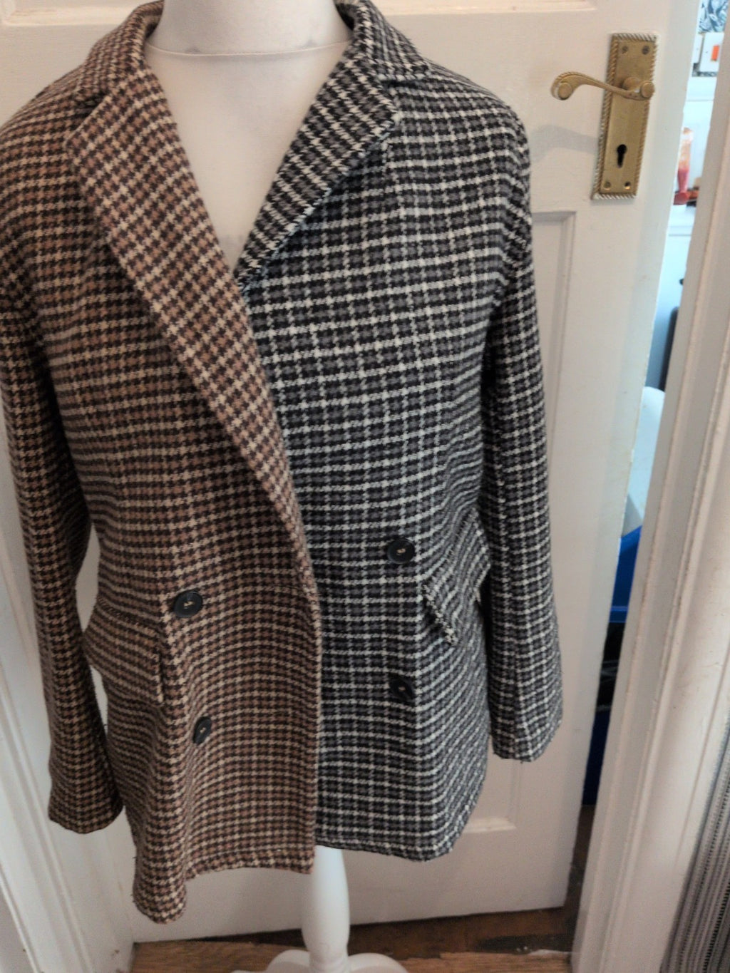 Shein Large Half Black Half Brown Collared Blazer