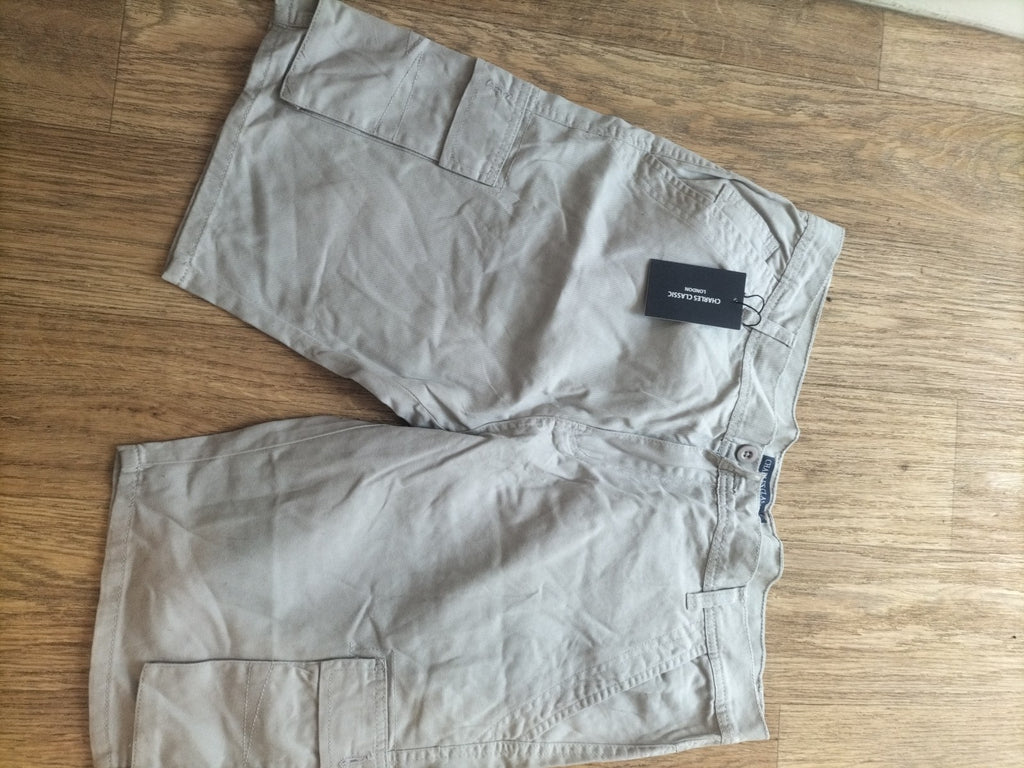 Brand New Mens Charles Classic Size 38" Stone Chino Shorts