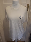 Ladies Gildan Size Large White With Printed Black Short Sleeved Tshirt