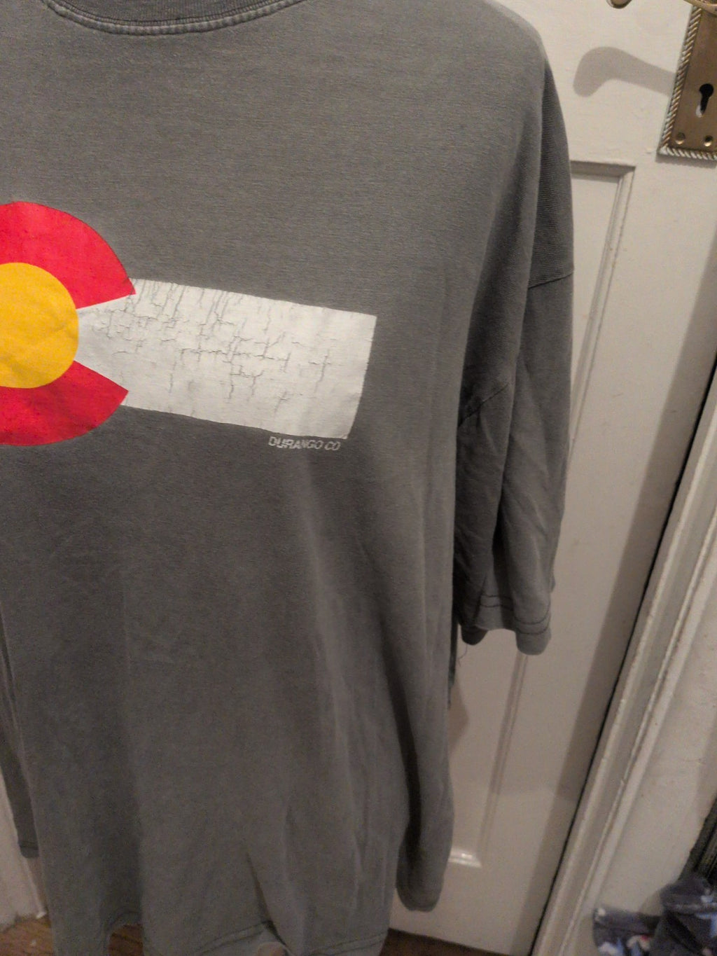 Us Vintage 2XL Grey Print Short Sleeve T-shirt Cracking