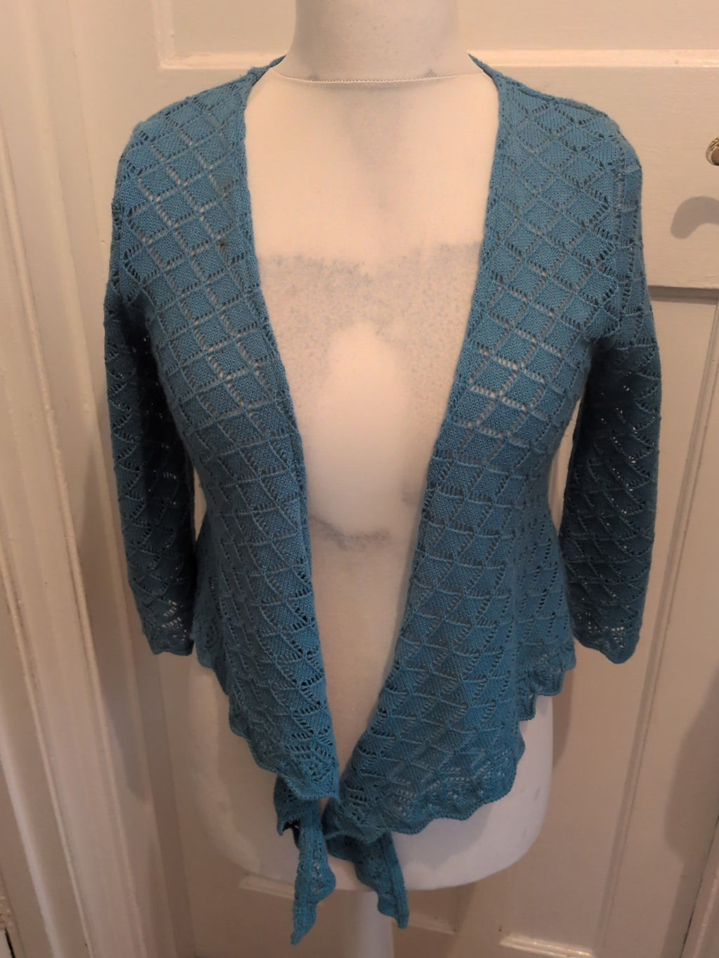 M&Co Medium Turquoise Front Tie Blouse
