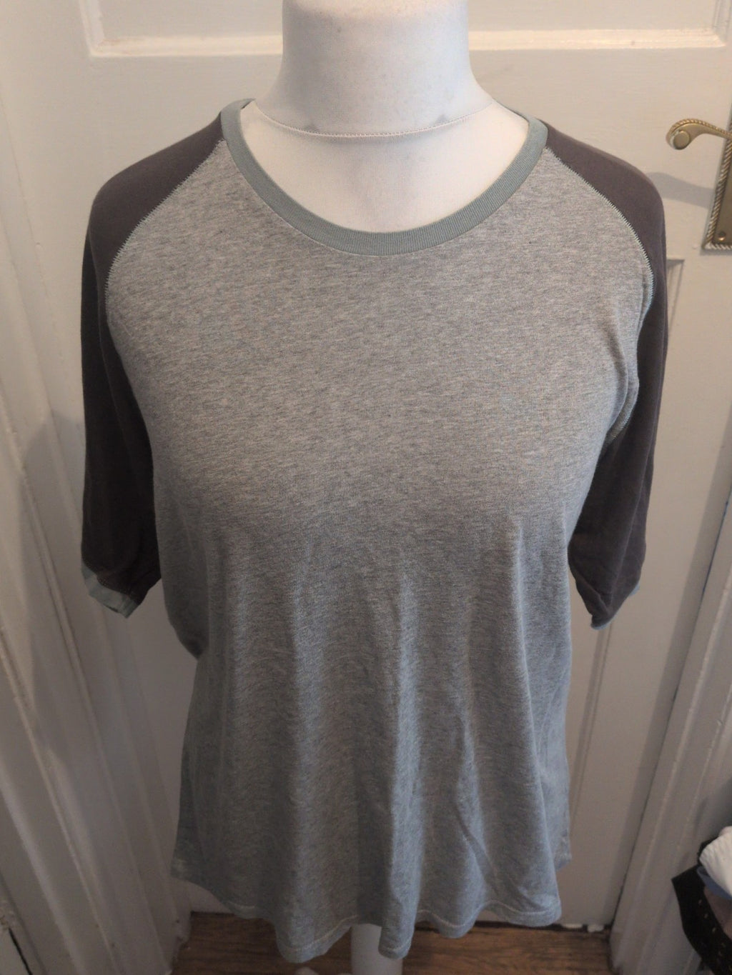 Marks And Spencer Large Grey And Charcoal Sleeve Pyjama Top
