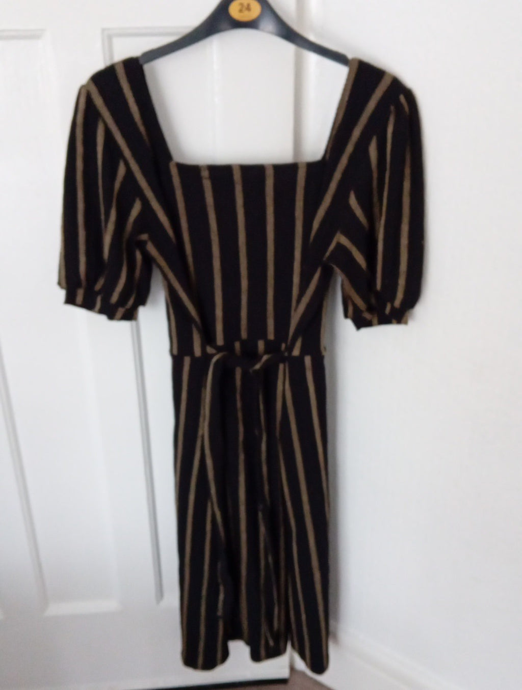 Ladies F&F Black And Gold Stripe Dress Size 12